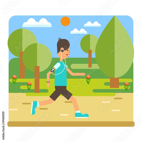 Man run in the park.