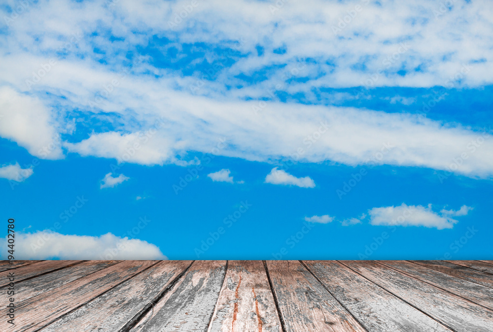 sky background with planks