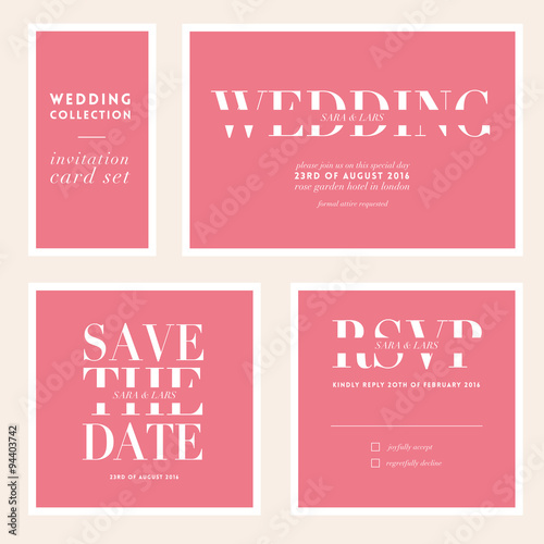 Wedding collection. Wedding card, rsvp, save the date. Vector design.
