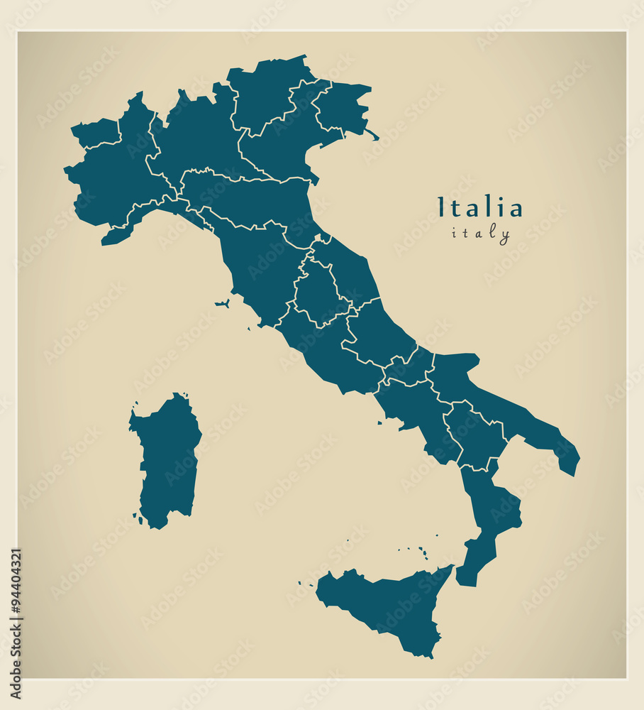 Modern Map - Italia with regions IT