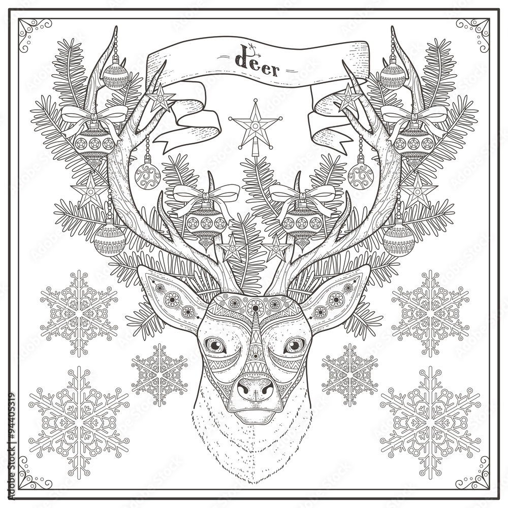 Fototapeta premium deer coloring page