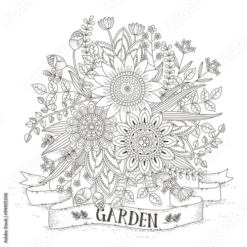 Fototapeta Naklejka Na Ścianę i Meble -  splendid flower coloring page