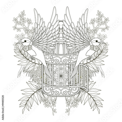 cheerful bird coloring page