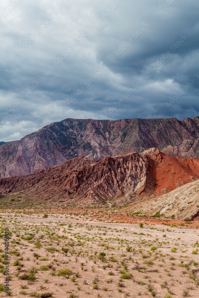 Colorful rock formations in Quebrada de Cafayate, Argentina