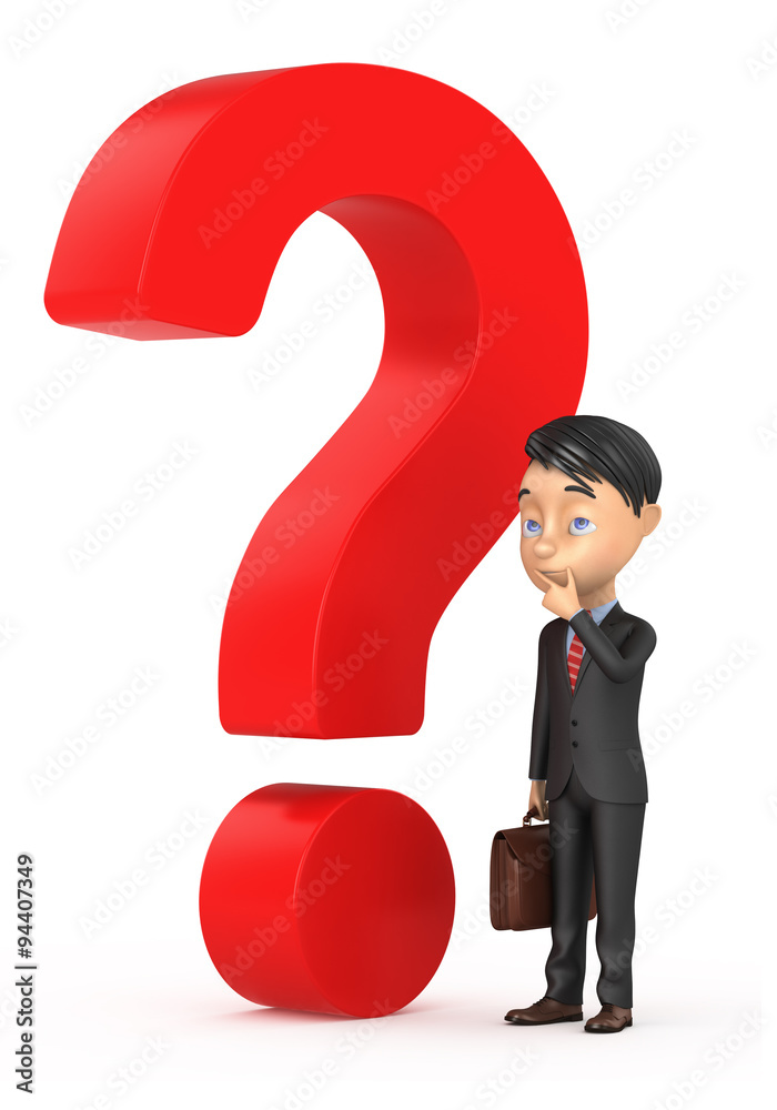 3d small person with a question mark on a white background 3d small person with a question mark on a white background