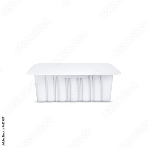 White bank for food oil  mayonnaise  margarine  cheese  ice cream  olives   pickles  sour cream. Food and drink plastic blank. Template Ready For Your Design. Isolated on white background