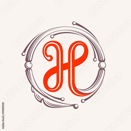H letter monogram design elements.