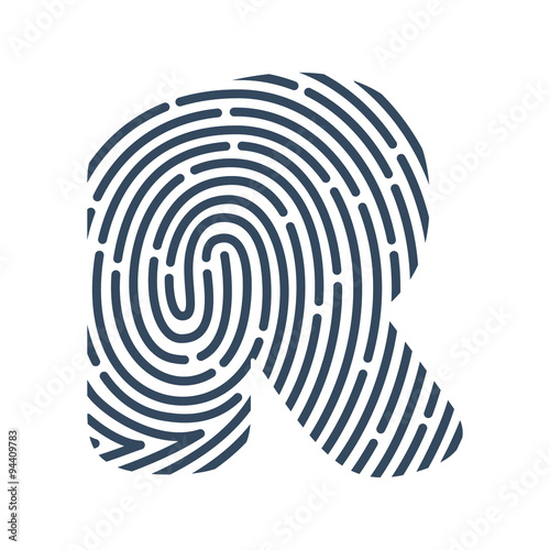 R letter line logo. Vector fingerprint design.