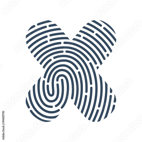 X letter line logo. Vector fingerprint design.