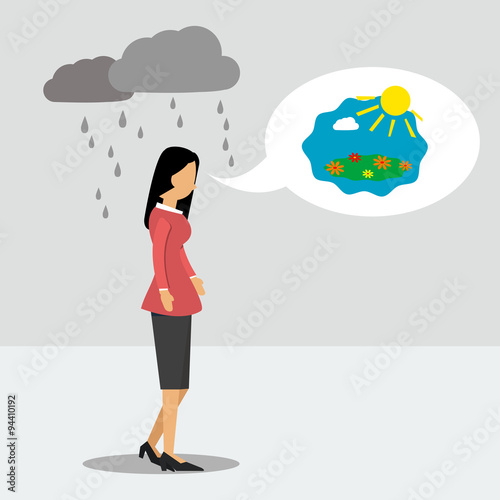 Woman in depression but thinking about good