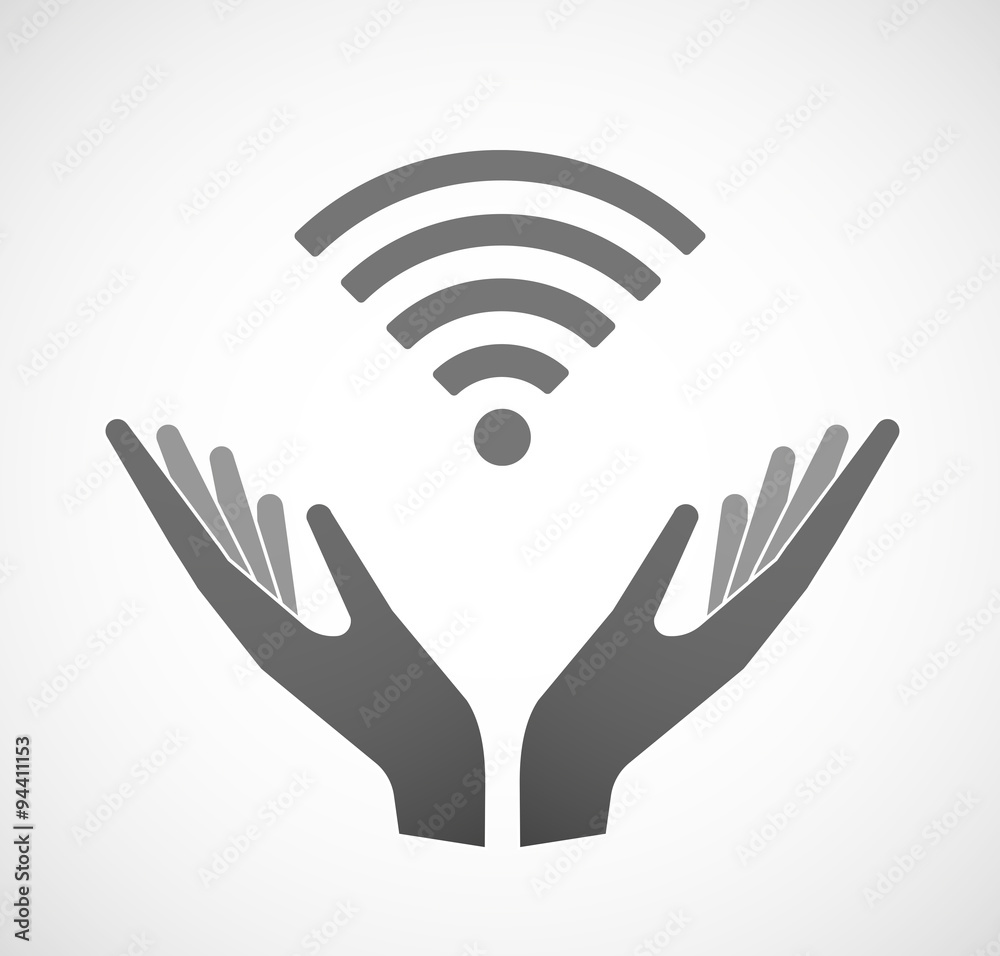 Two hands offering a radio signal sign Two hands offering a radio signal sign