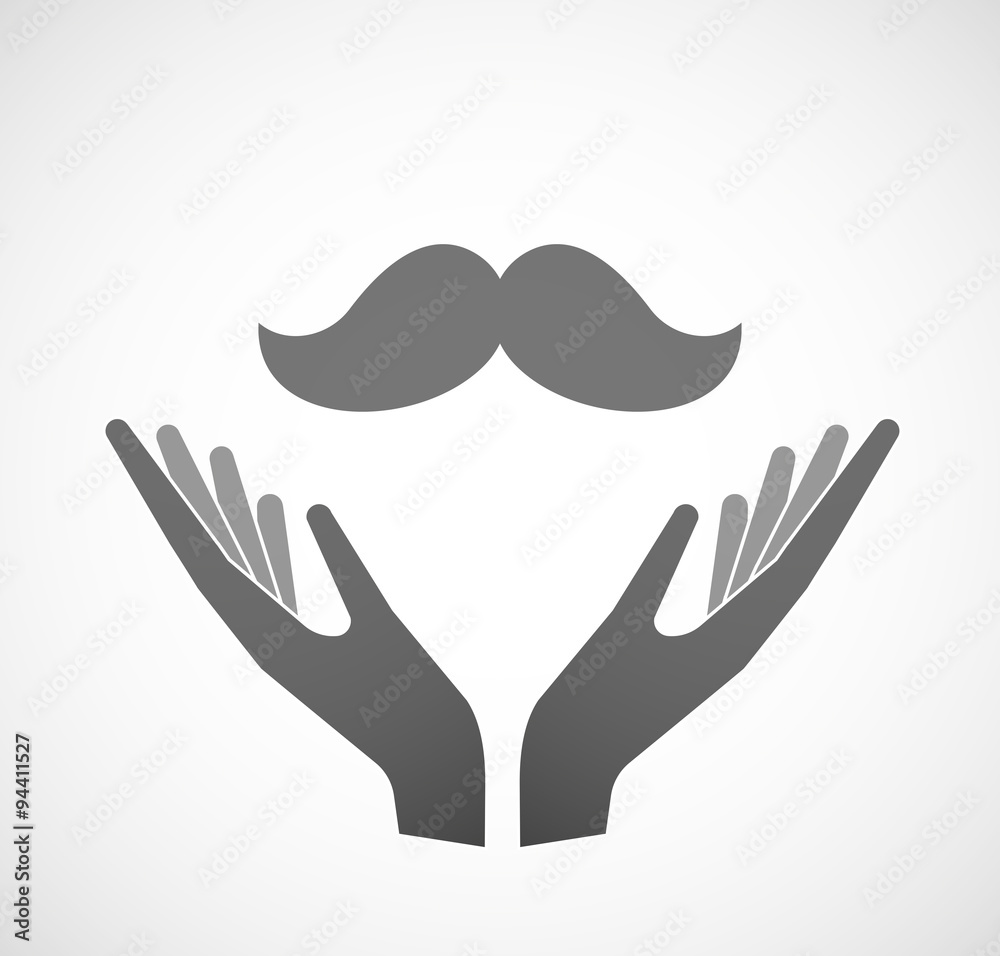 Two hands offering a moustache Two hands offering a moustache