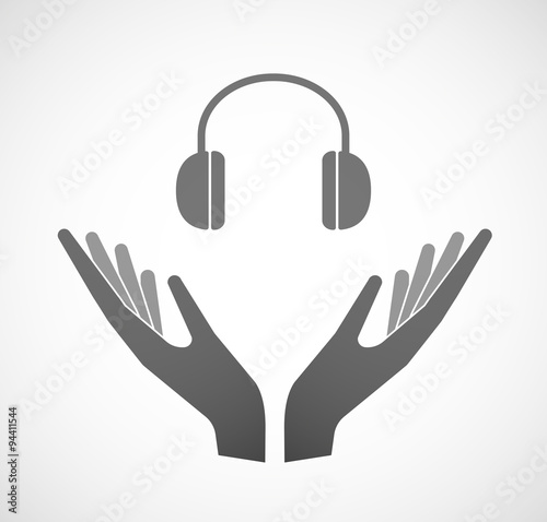 Two hands offering a earphones