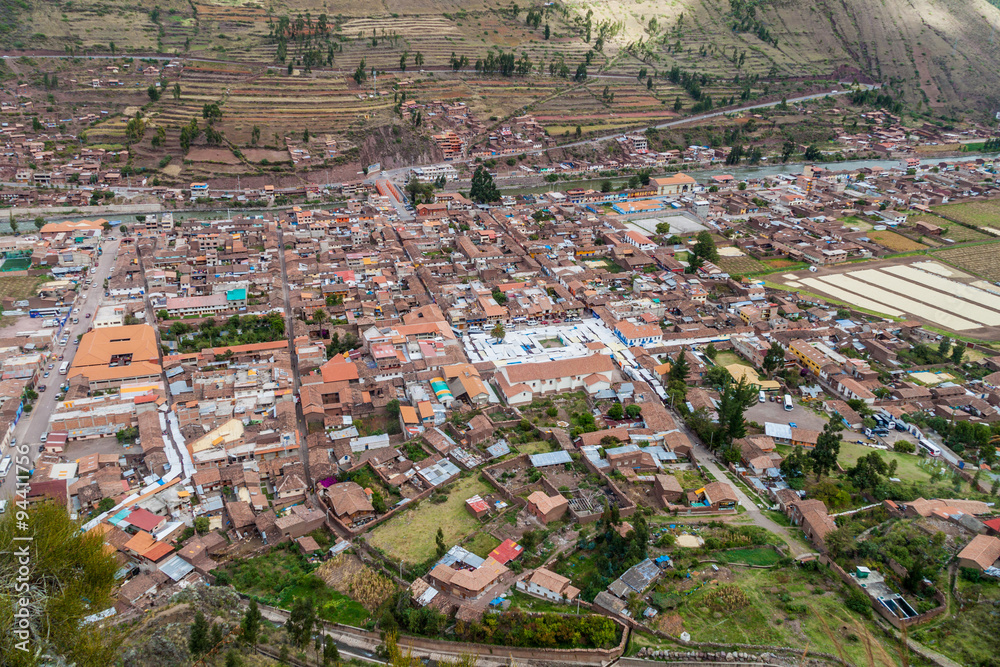 Aerial view of Pisac, Sacred Valley of Incas, Peru