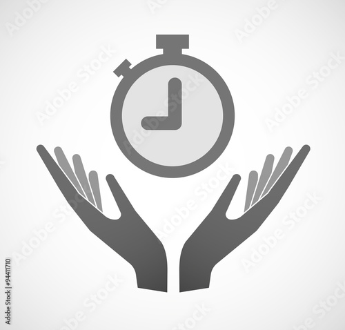 Two hands offering a timer