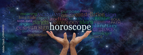 фотографія It is written in the Stars - Horoscope Banner - wide deep space dark blue backgr