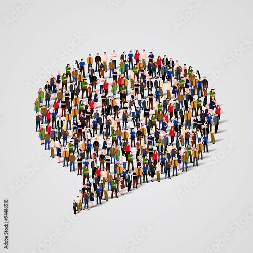 Large group of people in the chat bubble shape. Vector