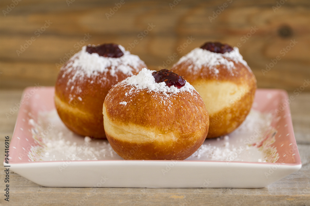 Sufganiot, Donuts. A traditional jewish Hanukah dessert
