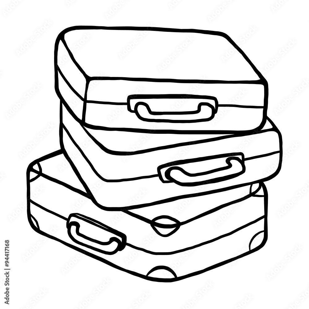 travel bags / cartoon vector and illustration, black and white, hand drawn, sketch style, isolated on white background. travel bags / cartoon vector and illustration, black and white, hand drawn, sketch style, isolated on white background.