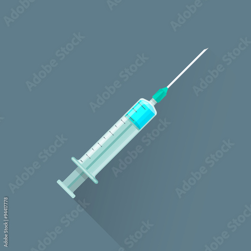 vector flat medical syringe illustration icon.