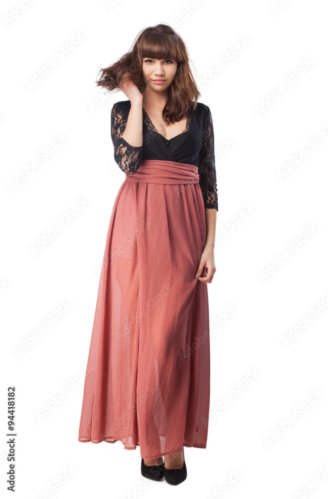 happy young woman full body standing