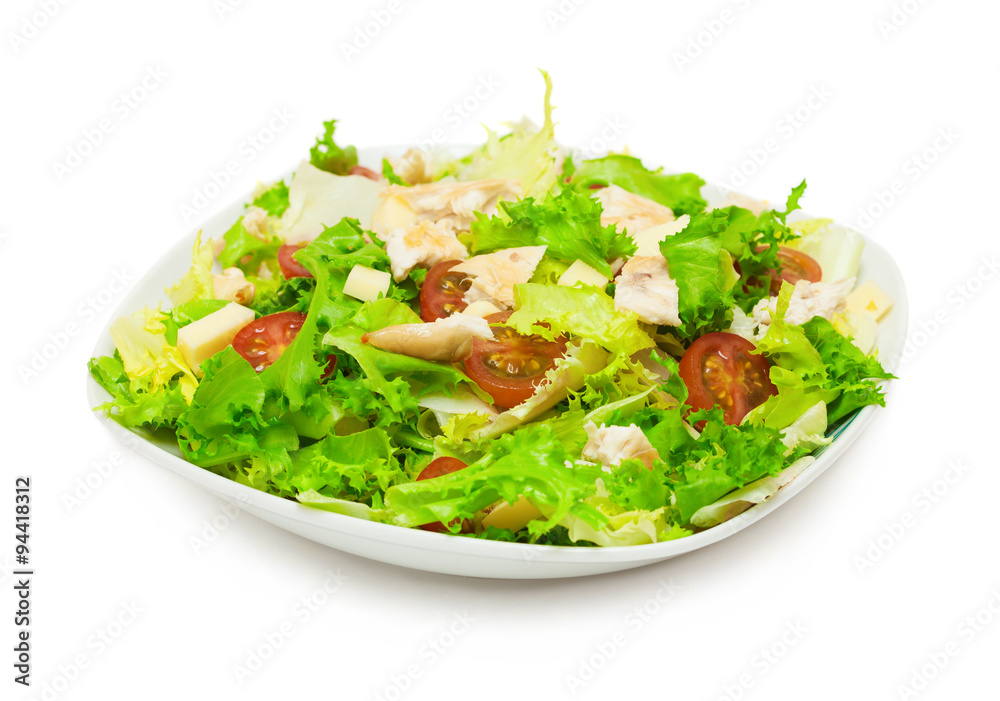 fresh chicken salad isolated on white background fresh chicken salad isolated on white background