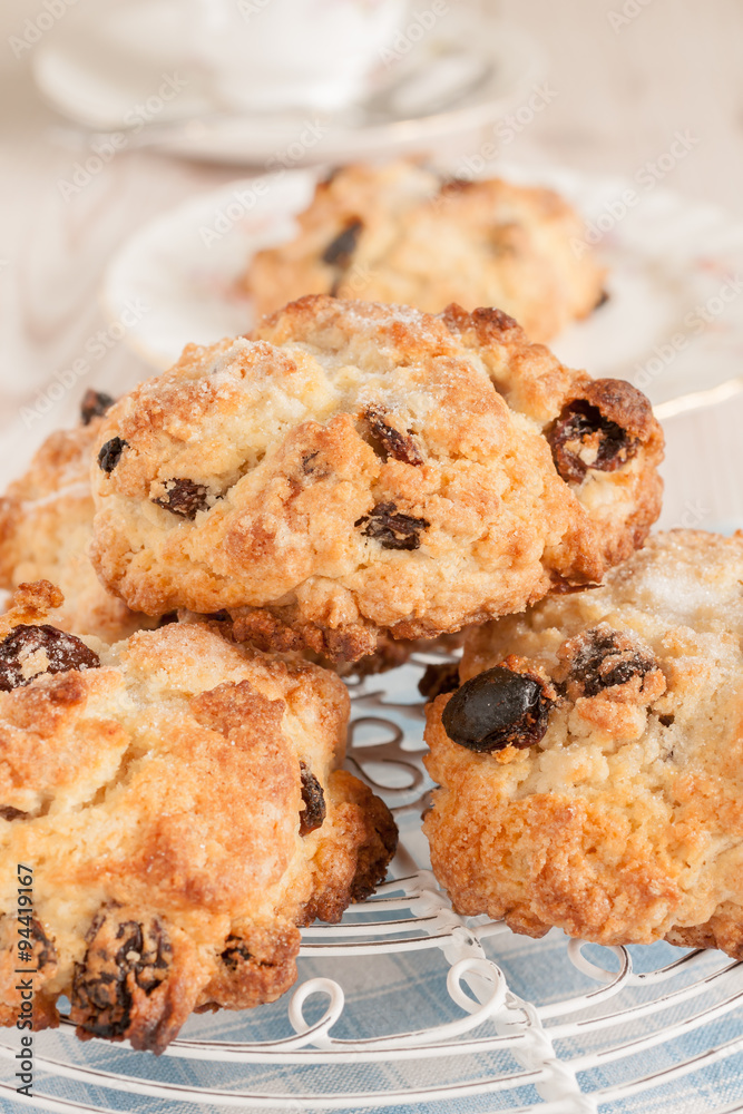 Rock Cakes or Buns a light crumbly cake filled with dried fruit