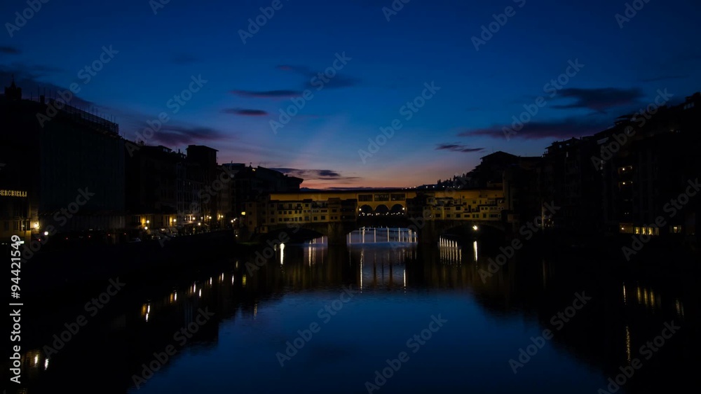 Sunrise at Ponte Vecchio in Florence Timelapse Sunrise at Ponte Vecchio in Florence Timelapse