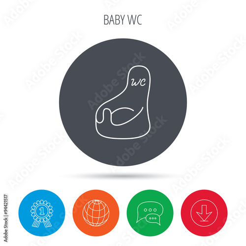 Baby wc icon. Child toilet sign.