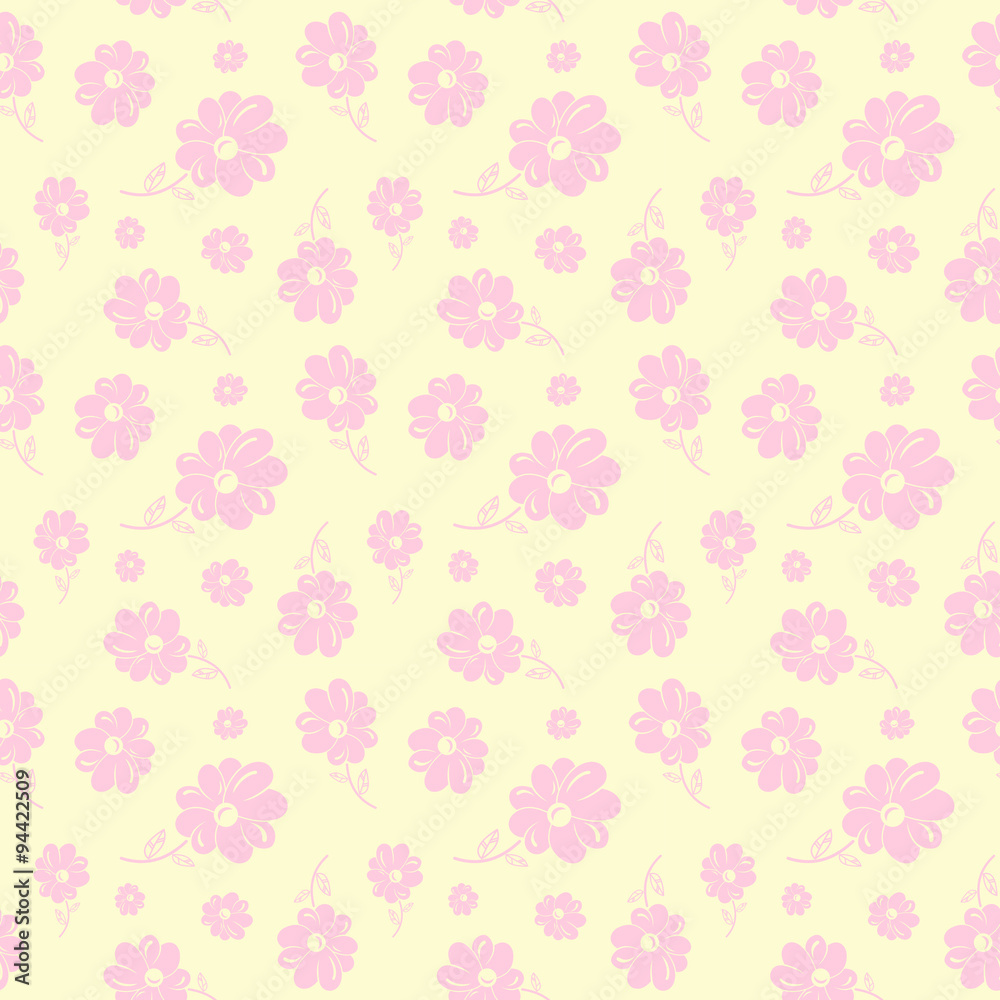 Colorful flowers seamless background pastel