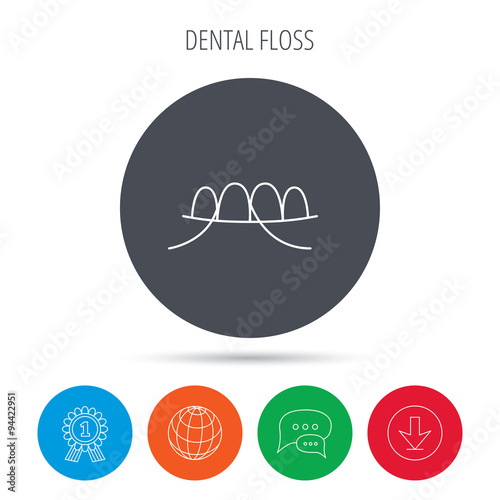 Dental floss icon. Teeth cleaning sign.