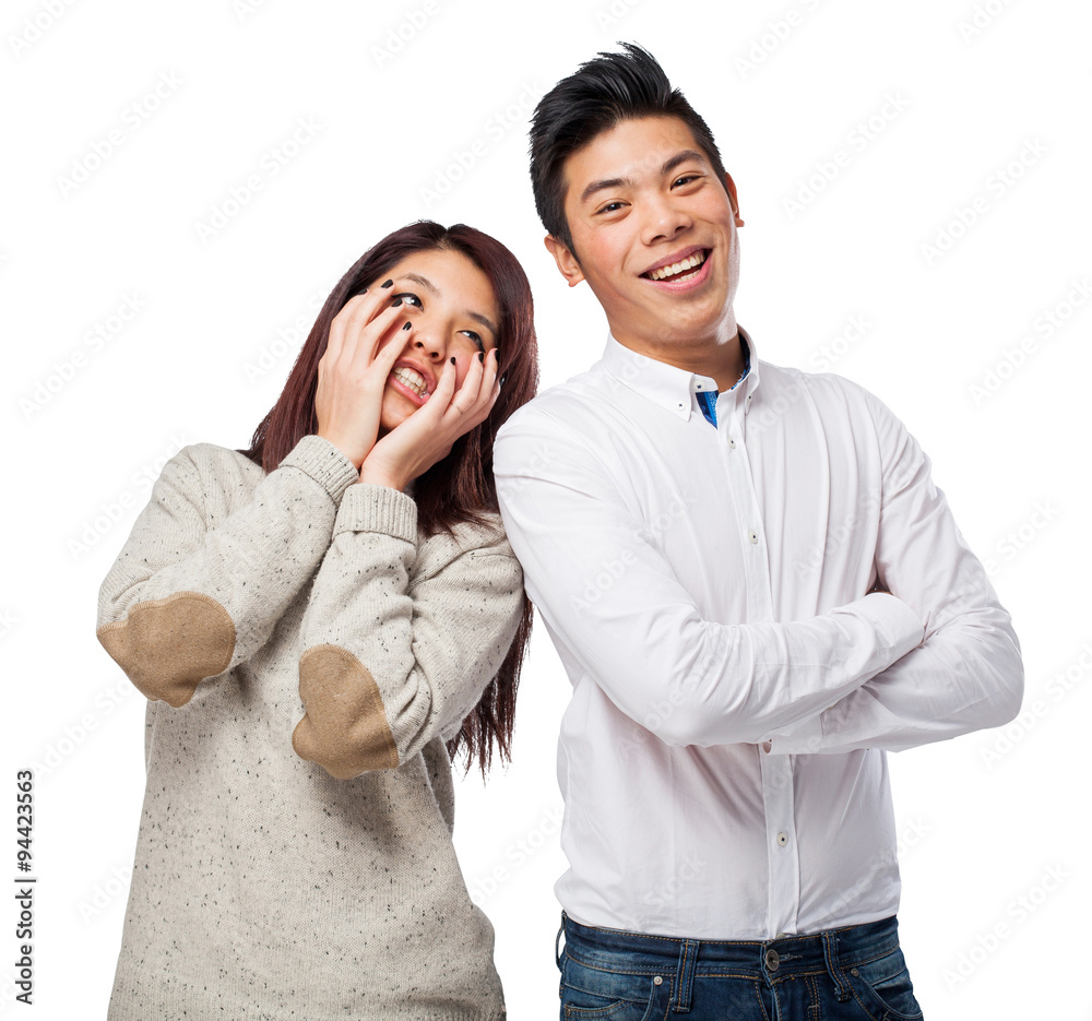 chinese couple joking chinese couple joking