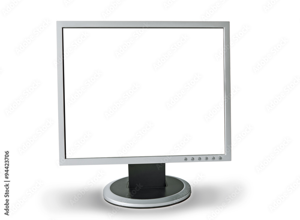 The square monitor of the computer on a white background. The square monitor of the computer on a white background.