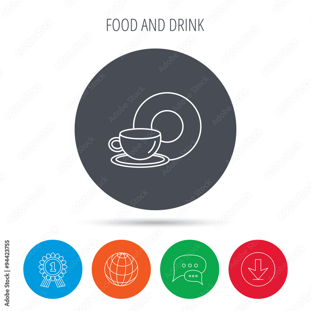 Coffee cup icon. Food and drink sign. Coffee cup icon. Food and drink sign.