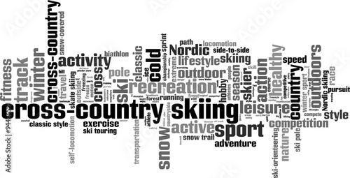 cross-country skiing word cloud concept. Vector illustration