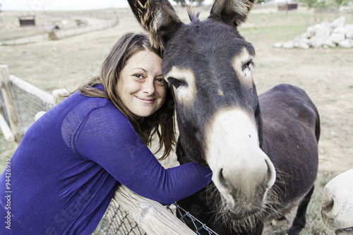 Woman with brown donkey
