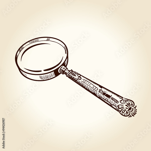 Vintage ancient drawn magnifier