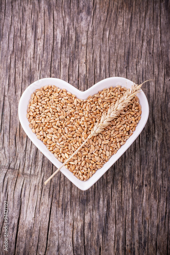 Wheat on sacking background