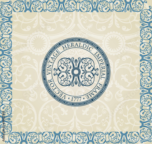 Vintage heraldic label imperial ornament background