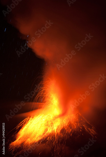 Tungurahua volcano eruption on November 28,2010,in Ecuador,South America,occurred at 2 am local time.