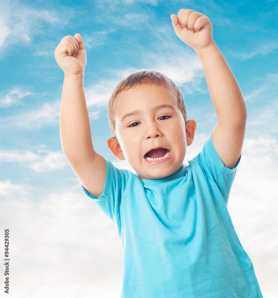portrait of a little boy with animating gesture portrait of a little boy with animating gesture