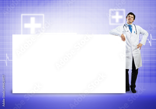 Doctor with banner