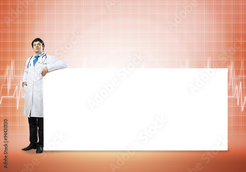 Doctor with banner