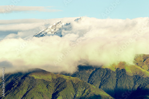 Experience the breathtaking aerial view of the Los Altos Volcano in Ecuador,capturing its majestic beauty and natural wonders.