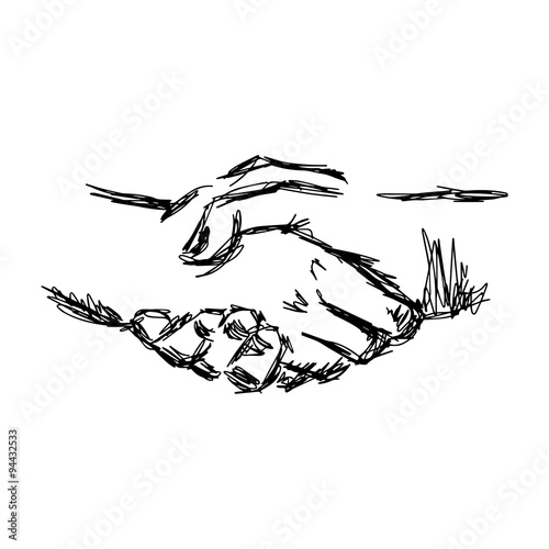 illustration vector doodle hand drawn sketch of handshake, partnership concept