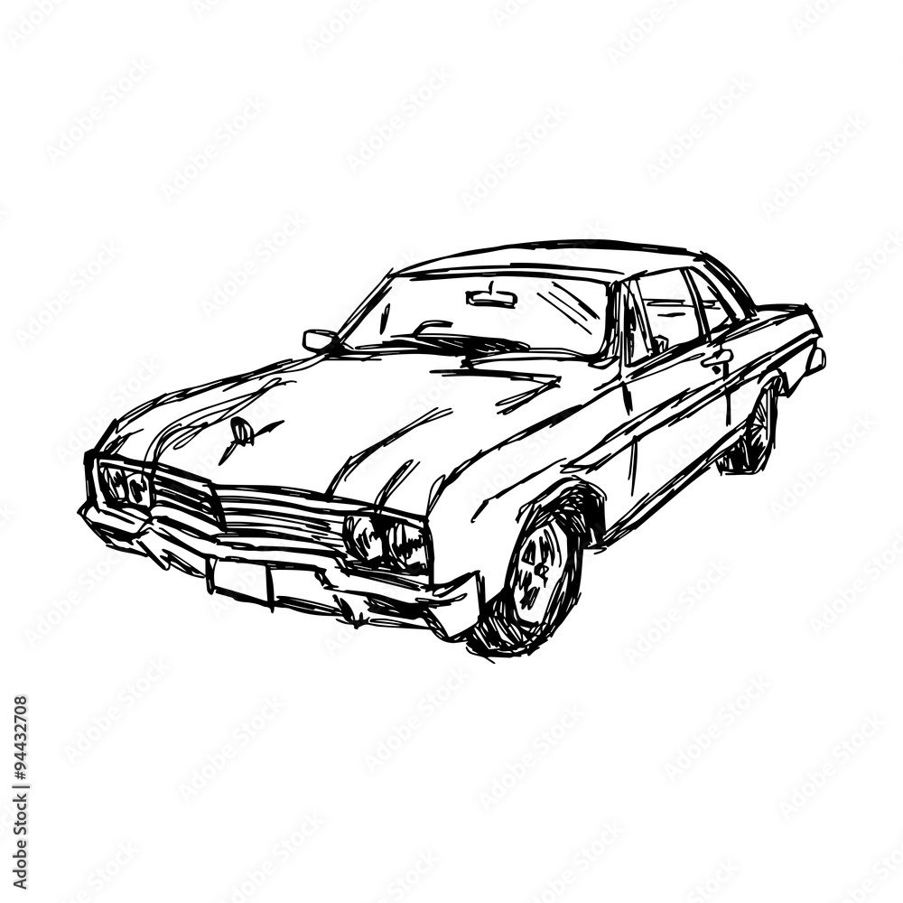 illustration vector doodle hand drawn sketch of car, design conc