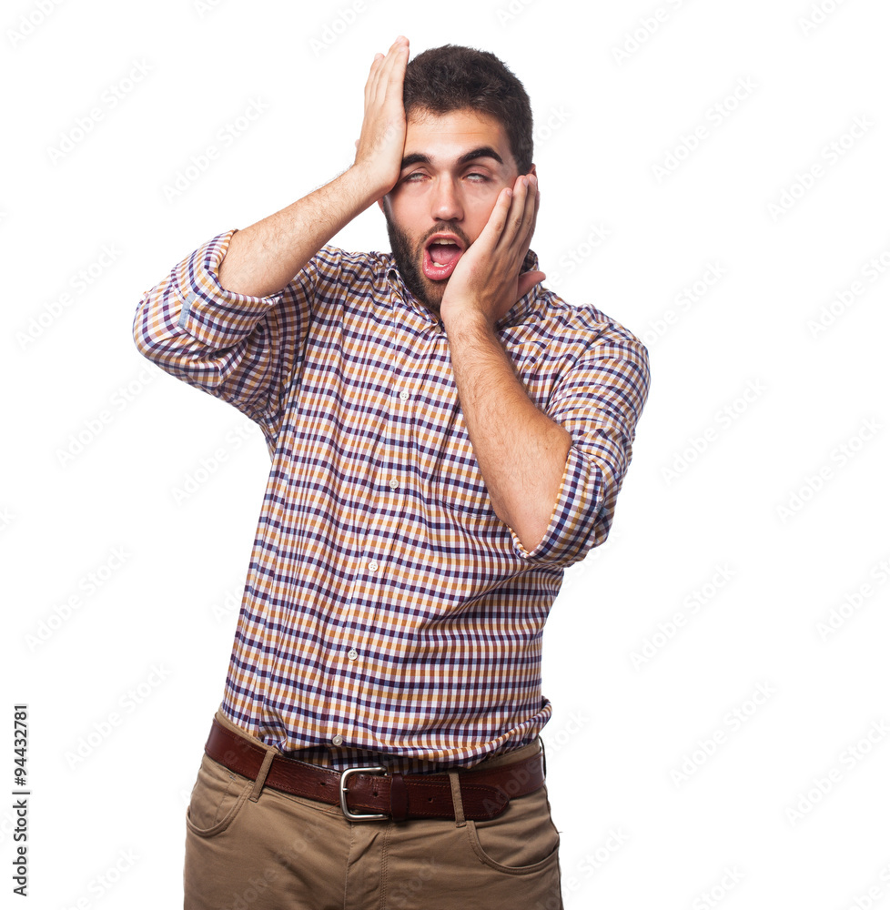 portrait of a young man doing a crazy gesture portrait of a young man doing a crazy gesture