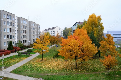 Autumn in Vilnius city Pasilaiciai district on October 22, 2015