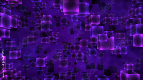 Colorful Floating Cubes Illustration - Purple © LackyVis