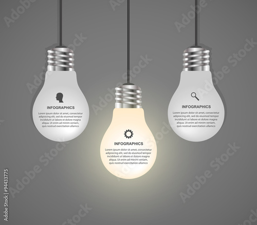 Creative 3D light bulb infographics design template.